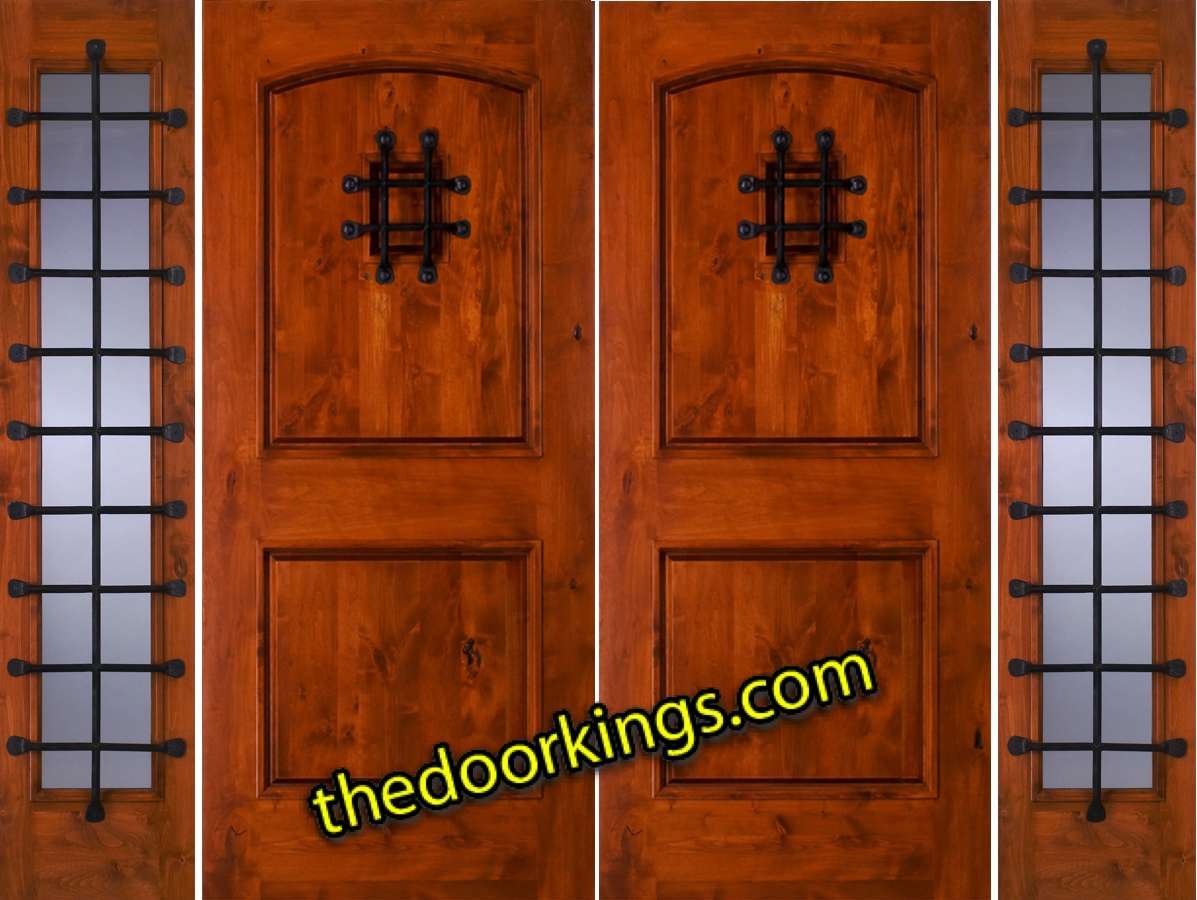 sw76 knotty alder double door with sw51 sidelites